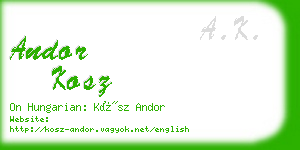 andor kosz business card